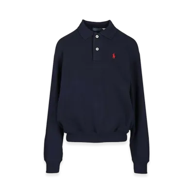 Polo Ralph Lauren Women's Cotton Blend Long Sleeve Polo Shirt "Navy Blue"