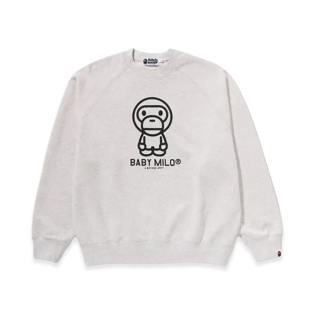 A BATHING APE Heavy Wash Baby Milo Relaxed Fit Crewneck Sweatshirt "Gray"