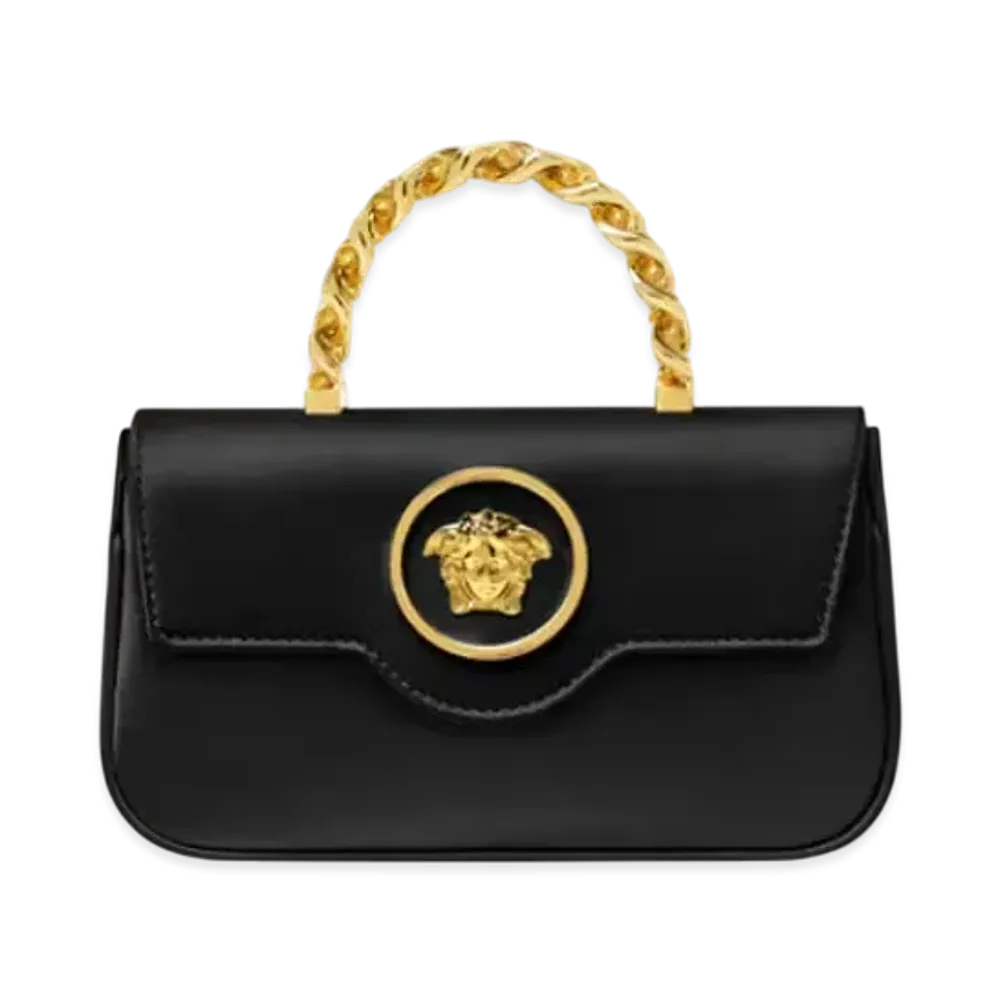 Versace La Medusa Satin Mini Bag "Black/Gold"