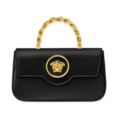 Versace La Medusa Satin Mini Bag "Black/Gold"