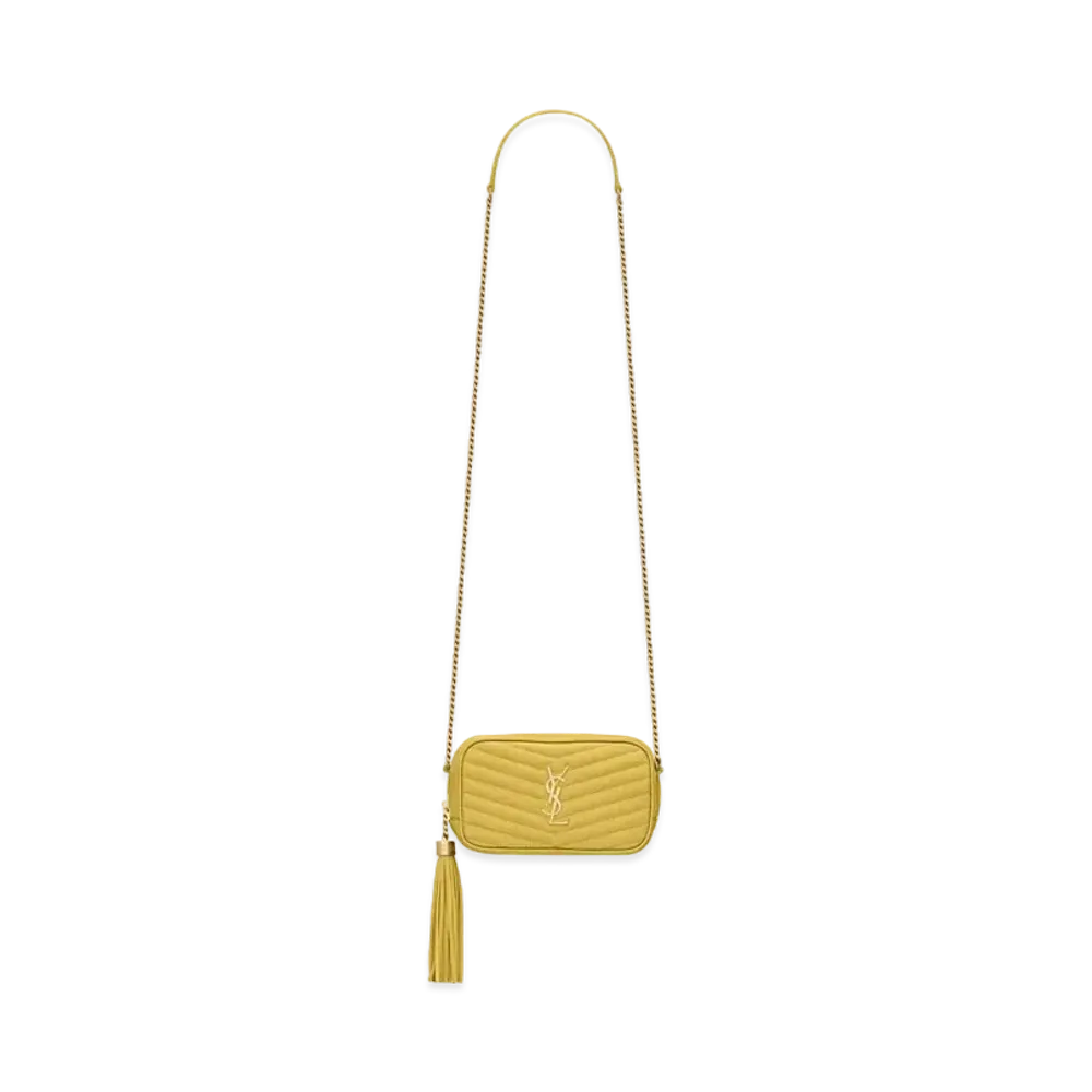 Saint Laurent Lou Mini Bag In Quilted Grain De Poudre Embossed Leather "Sunflower"