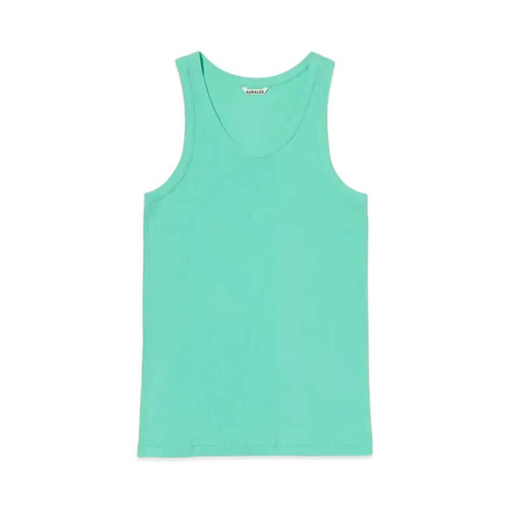 AURALEE Organic Soft Rib Tank Top "Aqua Green"