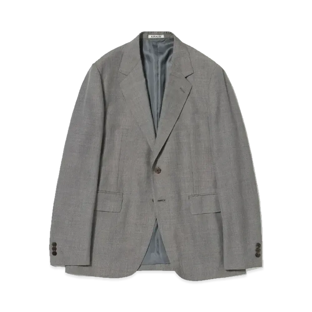 AURALEE Tropical Wool Kid Mohair Jacket "Gray Check"