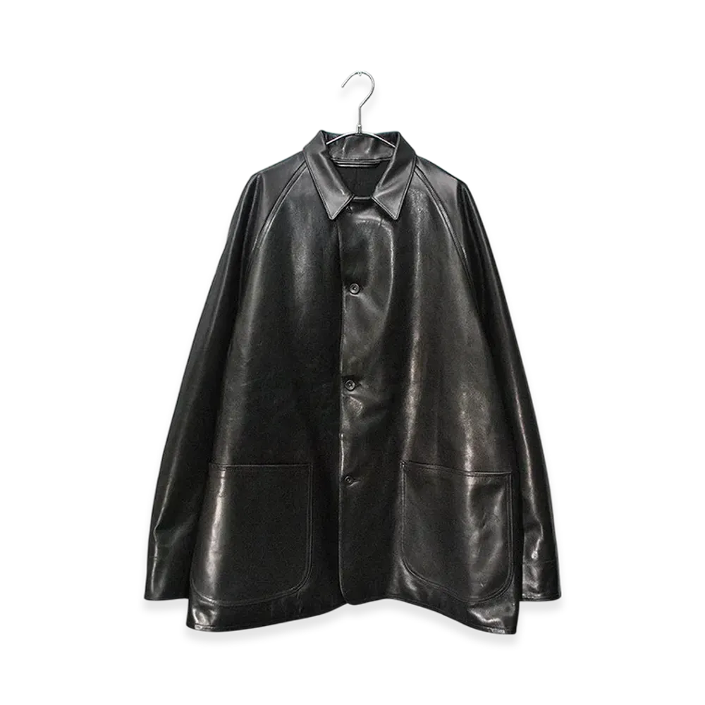 COMOLI Leather Work Jacket "Black"