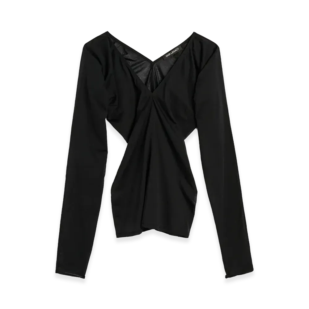 OUR LEGACY Women's Cheer V Neck "Black Stocking Jersey"