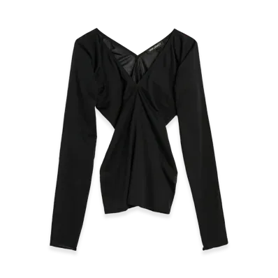 OUR LEGACY Women's Cheer V Neck "Black Stocking Jersey"
