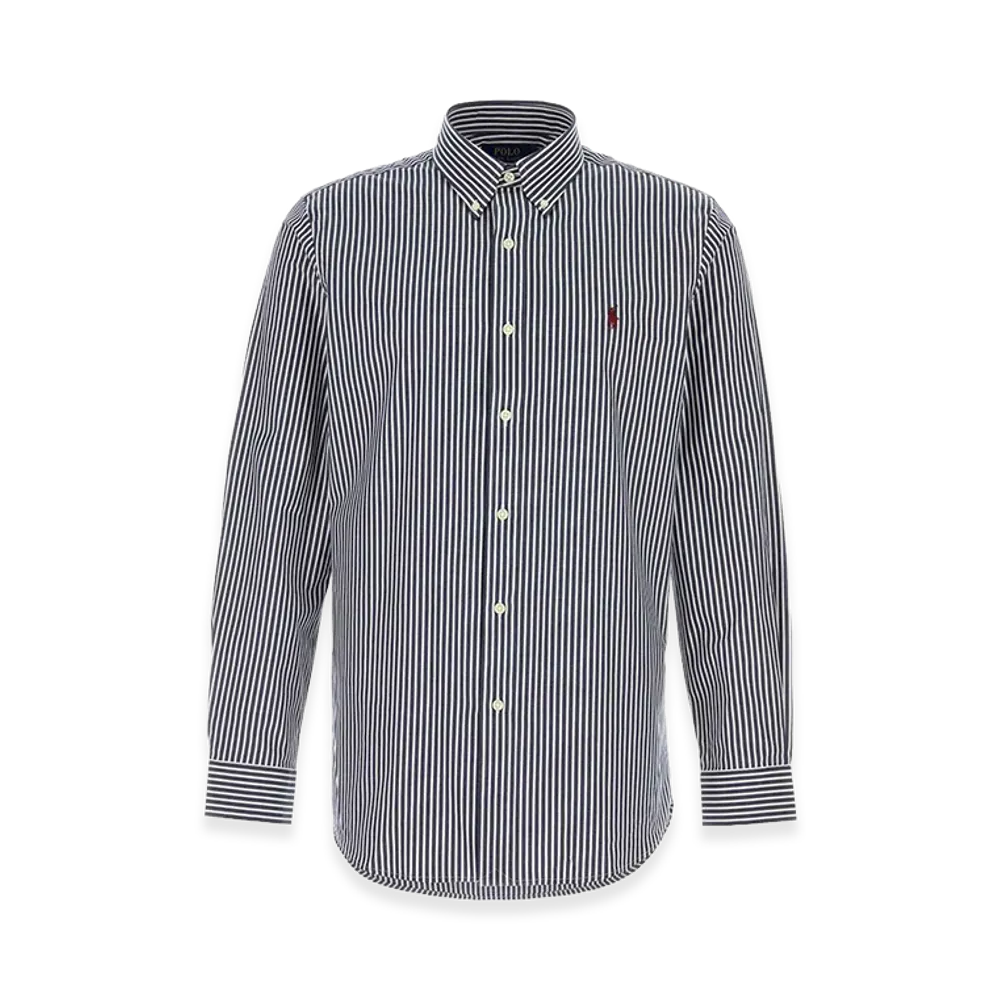 Polo Ralph Lauren Embroidered Stretch Cotton Shirt "Navy/White"