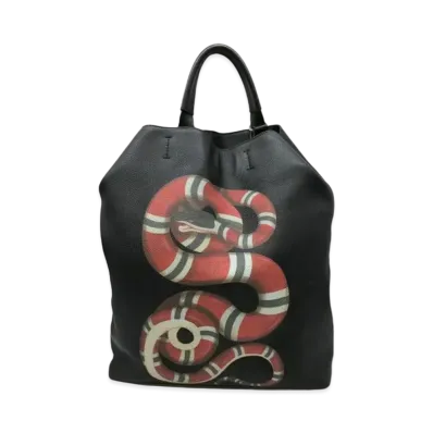GUCCI Backpack Snake Print Leather "Black"