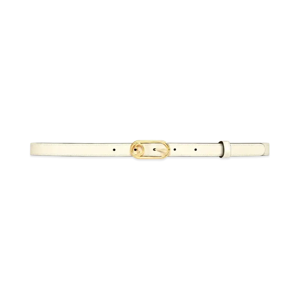 GUCCI Thin Belt with Round Interlocking G "White"