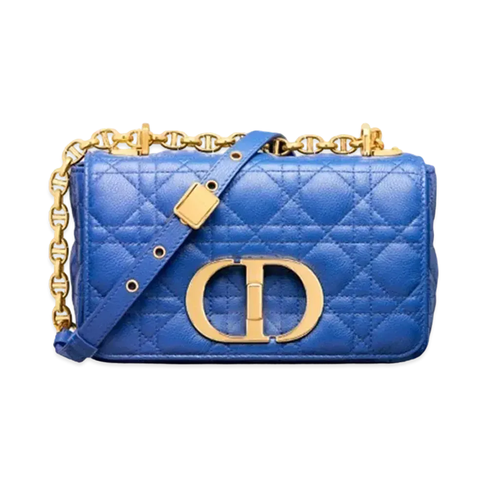 Dior Small Dior Caro Bag Greek Blue Supple Cannage Calfskin "Greek Blue"