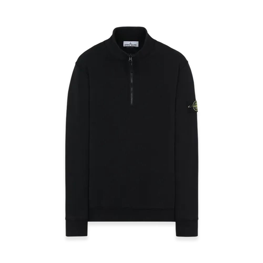 Stone Island 61951 Cotton Fleece Garment Dyed Half Zip Sweatshirt - 22SS "Black"
