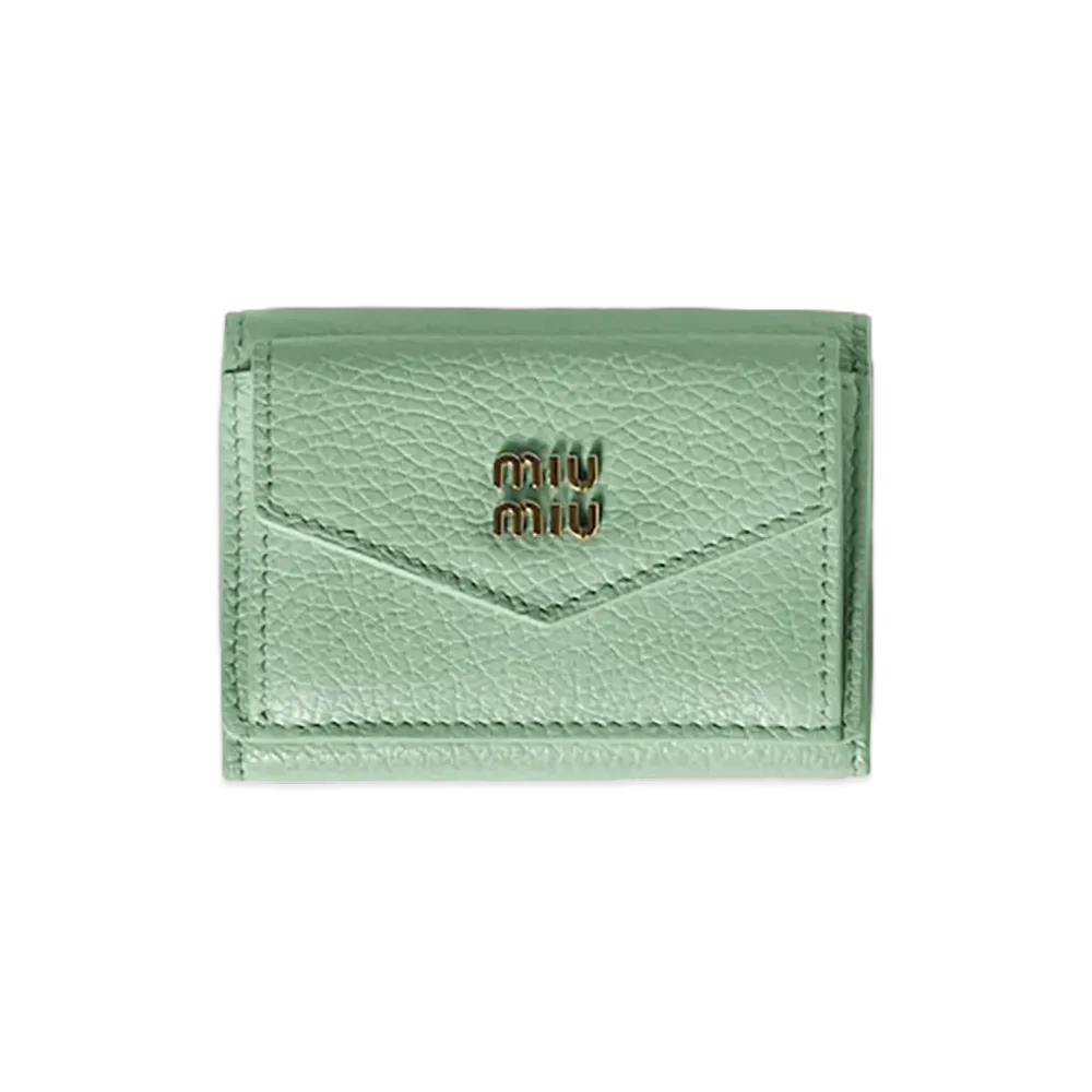 MIU MIU Vitello Daino Leather Wallet "Aquamarine"