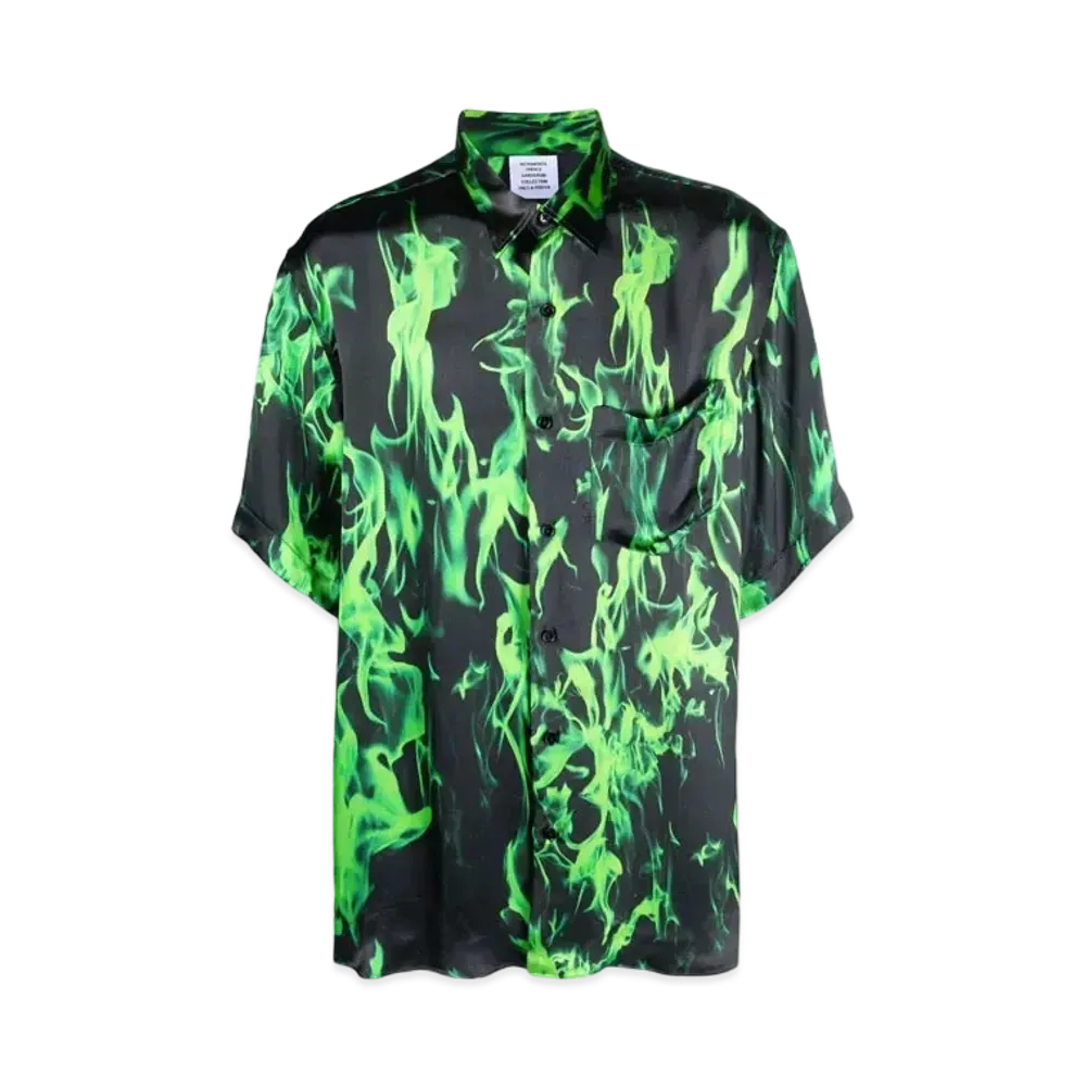 VETEMENTS Skull Print ed Short Sleeve Shirt "Neon Green"