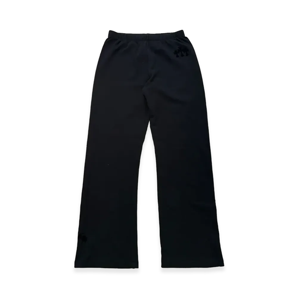 Chrome Hearts Y Not Cemetery Cross Flock Patch Sweatpants "Black"