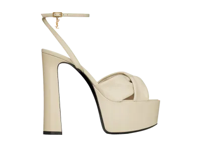 Saint Laurent Women's Francine Platform Sandals in Smooth Leather "White"