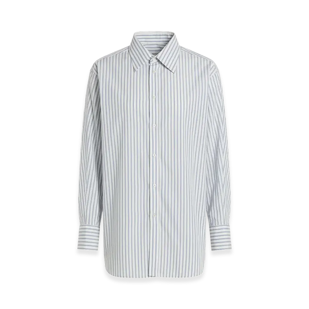 Maison Margiela Women's Striped Cotton Shirt "Baby Blue"
