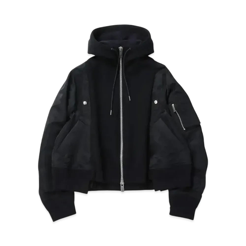 sacai Sponge Sweat x Nylon Twill Hoodie "Black"