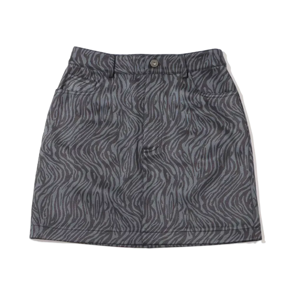 atmos pink Cow Pattern Fur Trapezoid Mini Skirt "Blue"