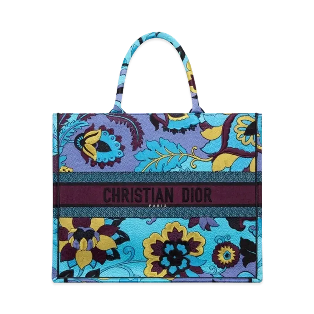 Dior Large Dior Book Tote Celestial Jardin Indien Embroidery "Blue"