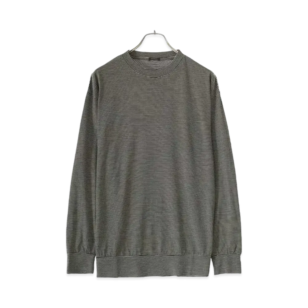 COMOLI Summer Wool Long Sleeve Crew "Border"