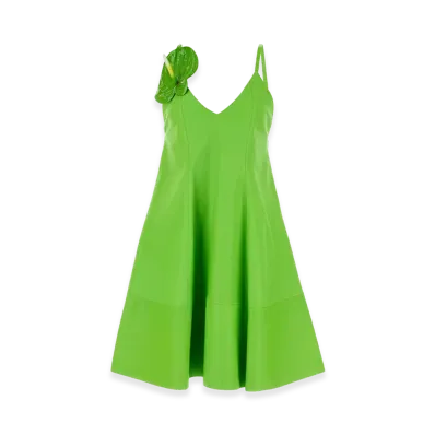 LOEWE Women's Leather Mini Dress "Fluo Green"
