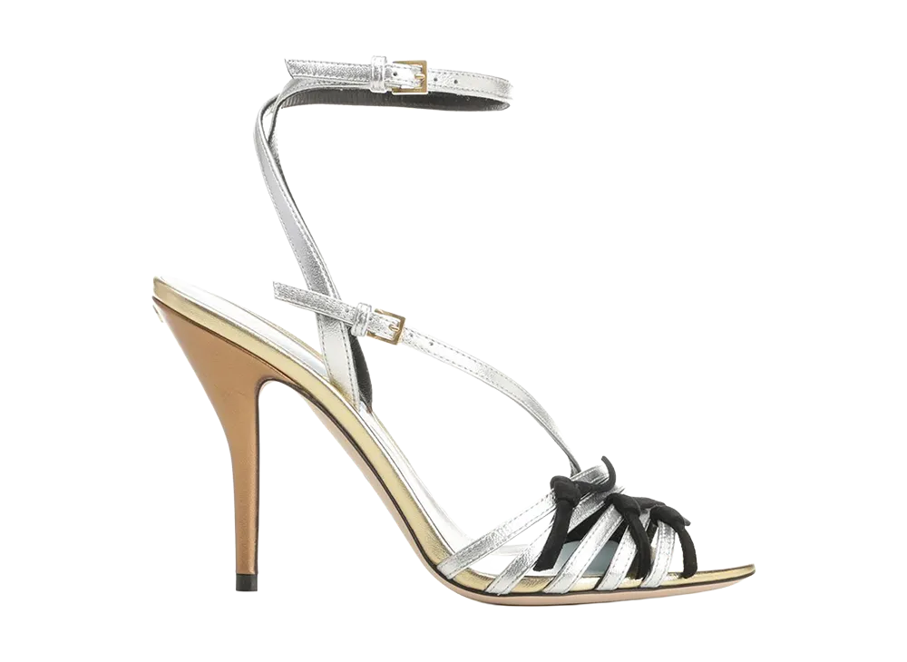 Valentino Garavani Women's Nodine Sandal In Laminated Nappa "Silver"