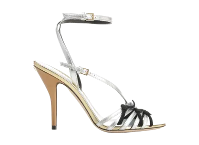 Valentino Garavani Women's Nodine Sandal In Laminated Nappa "Silver"