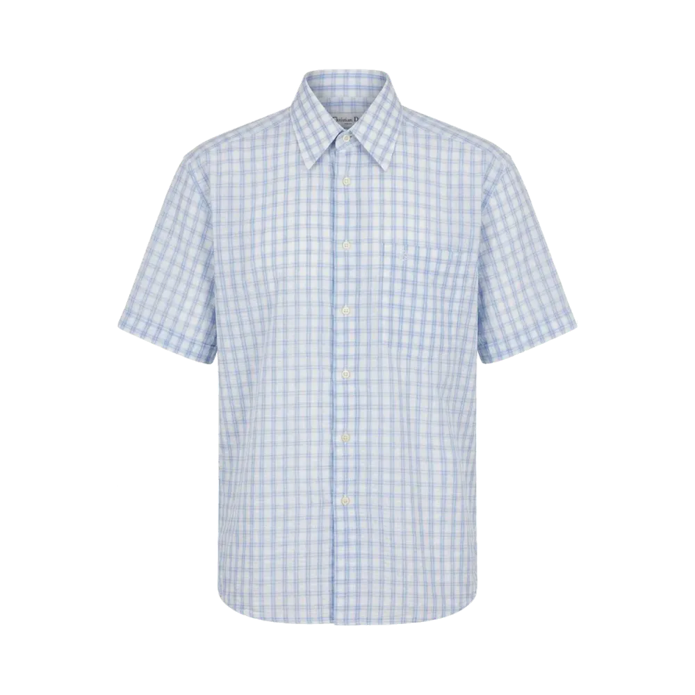Christian Dior Short Sleeve Check Shirt "Blue"