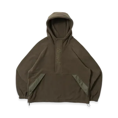 BLESS U Half-Zip Fleece Hoodie "Khaki"