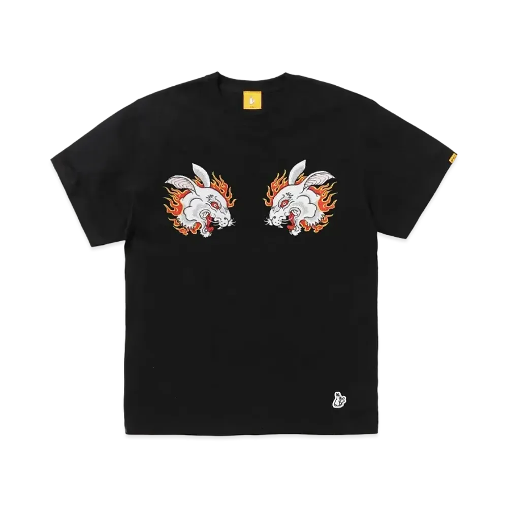 FR2 Rabbits Face Embroidery T-shirt "Black"