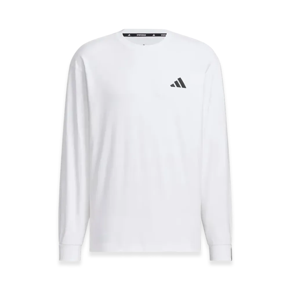 adidas Essentials Plus Loose Fit Small Logo Long Sleeve T-Shirt "White"