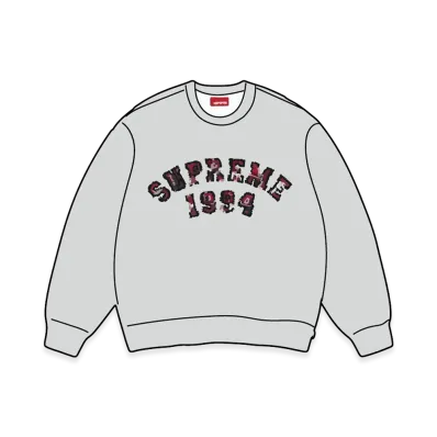 Supreme Plaid Arc Crewneck "Heather Grey"