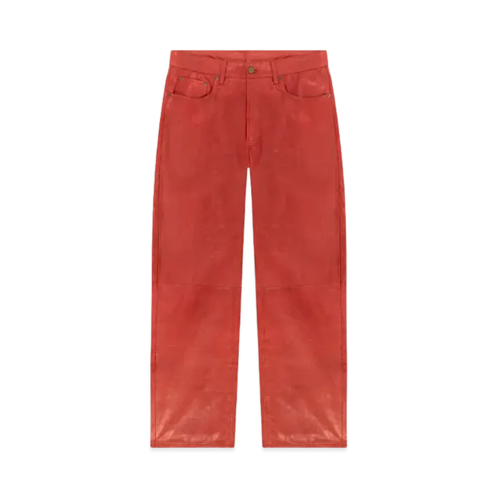 DENIM TEARS Guts Leather Pants "Red"