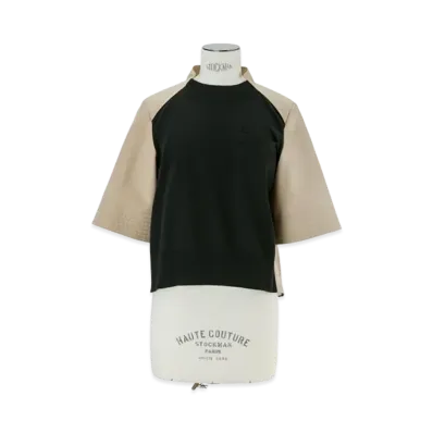 sacai Cotton Gabardine x Knit Pullover "Black/Beige"