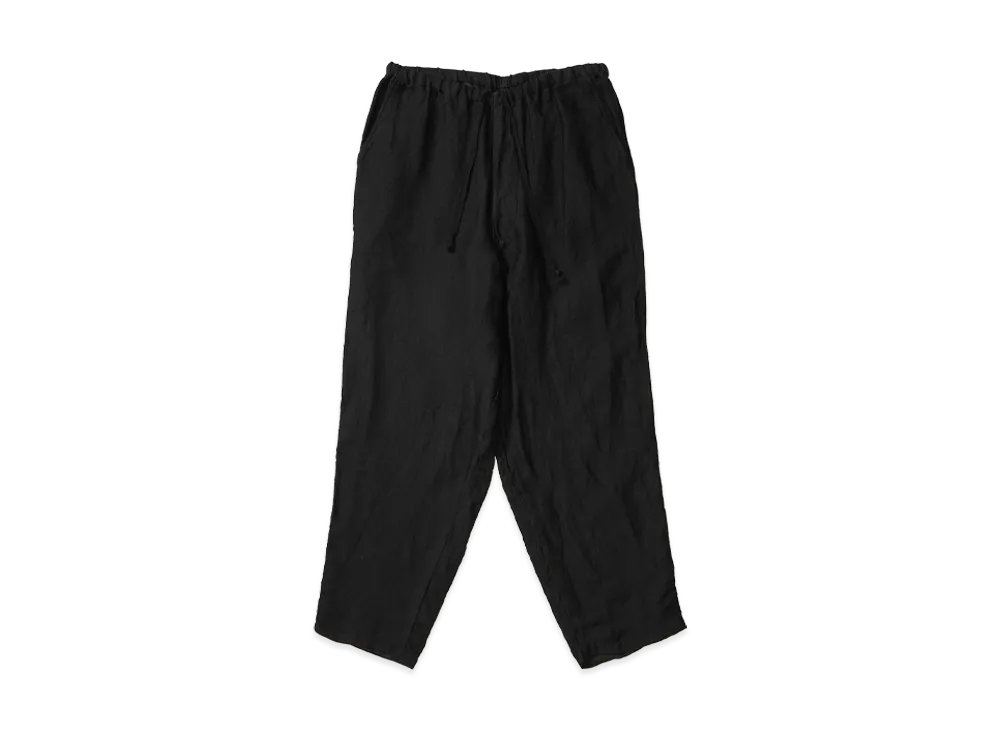 COMOLI Linen Satin Drawstring Pants "Black"