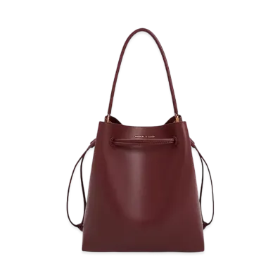 CHARLES & KEITH Drawstring Hobo Bag "Burgundy"