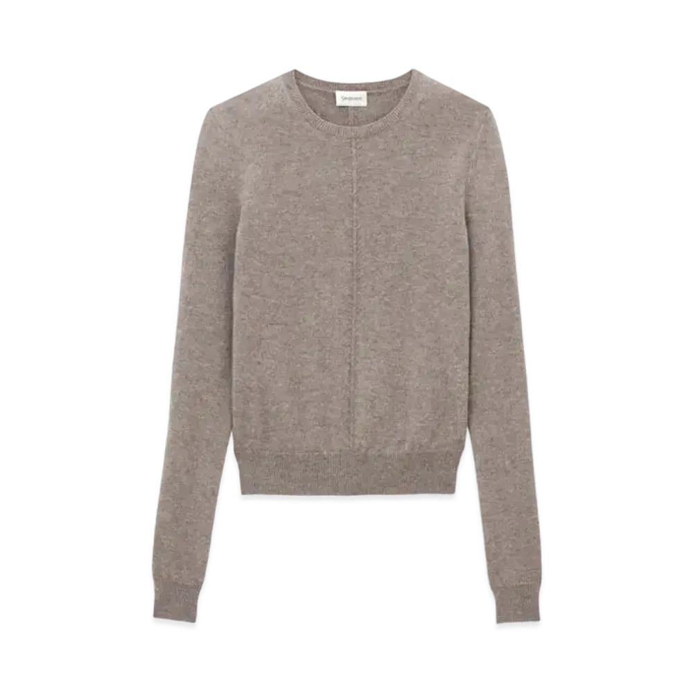 Saint Laurent Women's Openwork Sweater in Cashmere "Taupe"