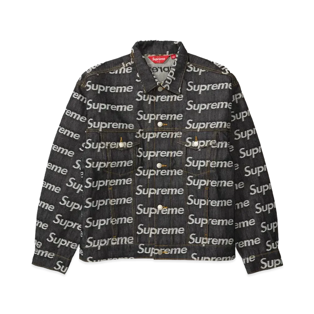 Supreme Jacquard Logos Denim Trucker Jacket "Indigo"