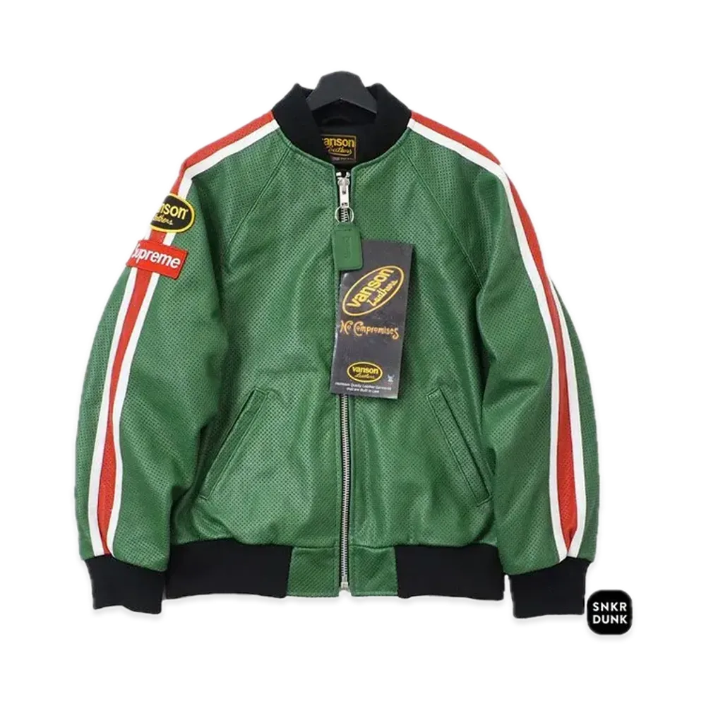 Supreme x Vanson Leathers Perforated Bomber Jacket "Green"