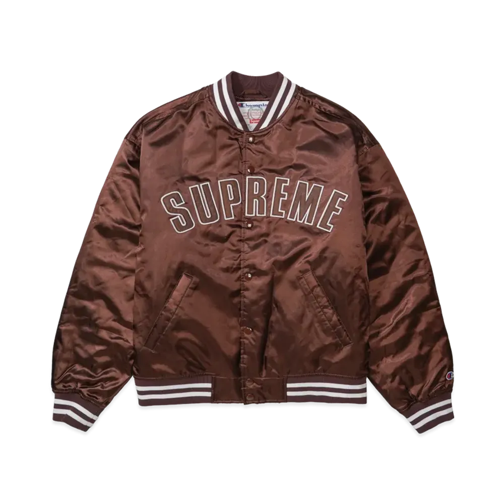 Supreme x Champion Satin Varsity Jacket "Brown"