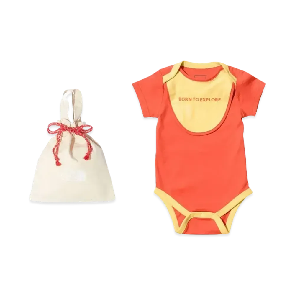 The North Face Baby S/S Rompers&2P Bib "Retro Orange"