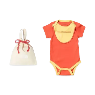 The North Face Baby S/S Rompers&2P Bib "Retro Orange"