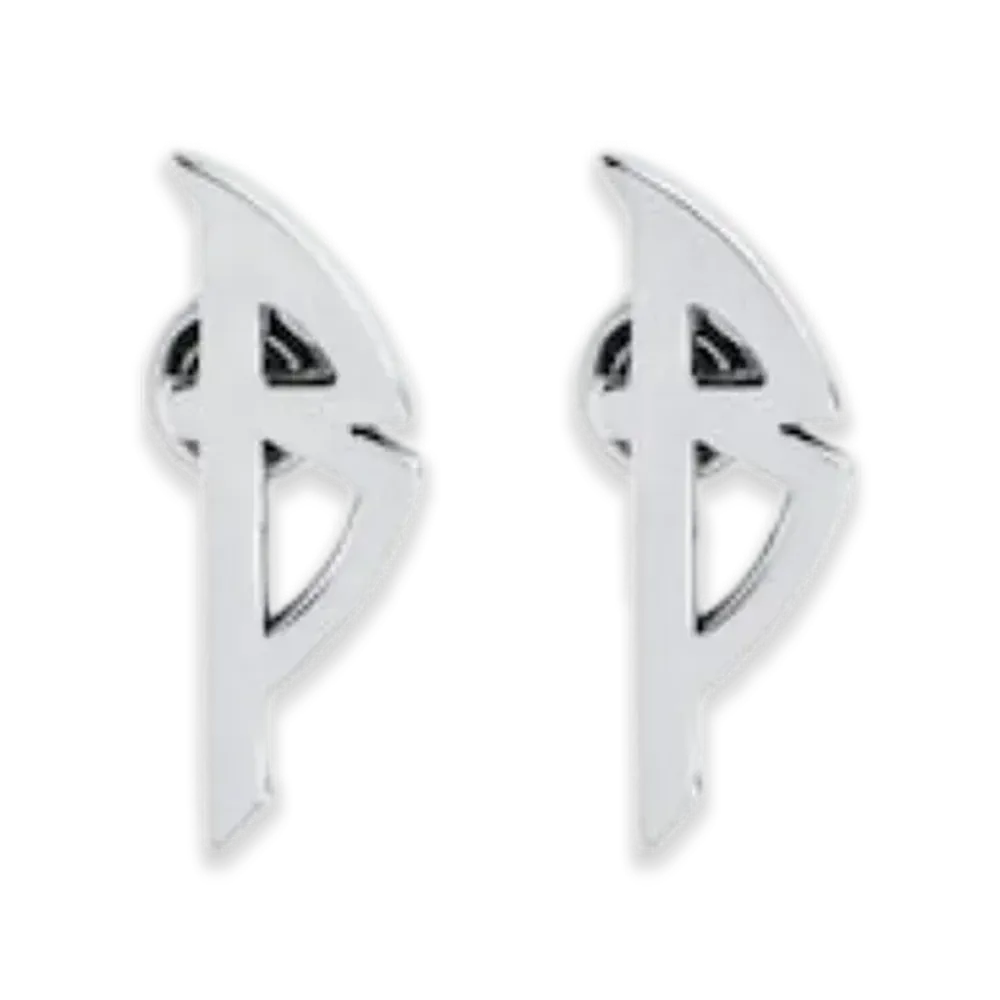 BALENCIAGA Typo Metal Earrings "Silver"