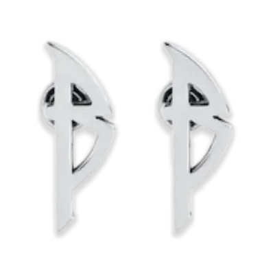 BALENCIAGA Typo Metal Earrings "Silver"