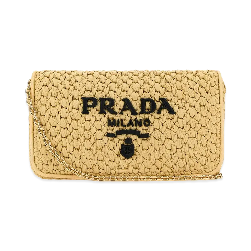 PRADA Women's Raffia Crossbody Bag "Beige"