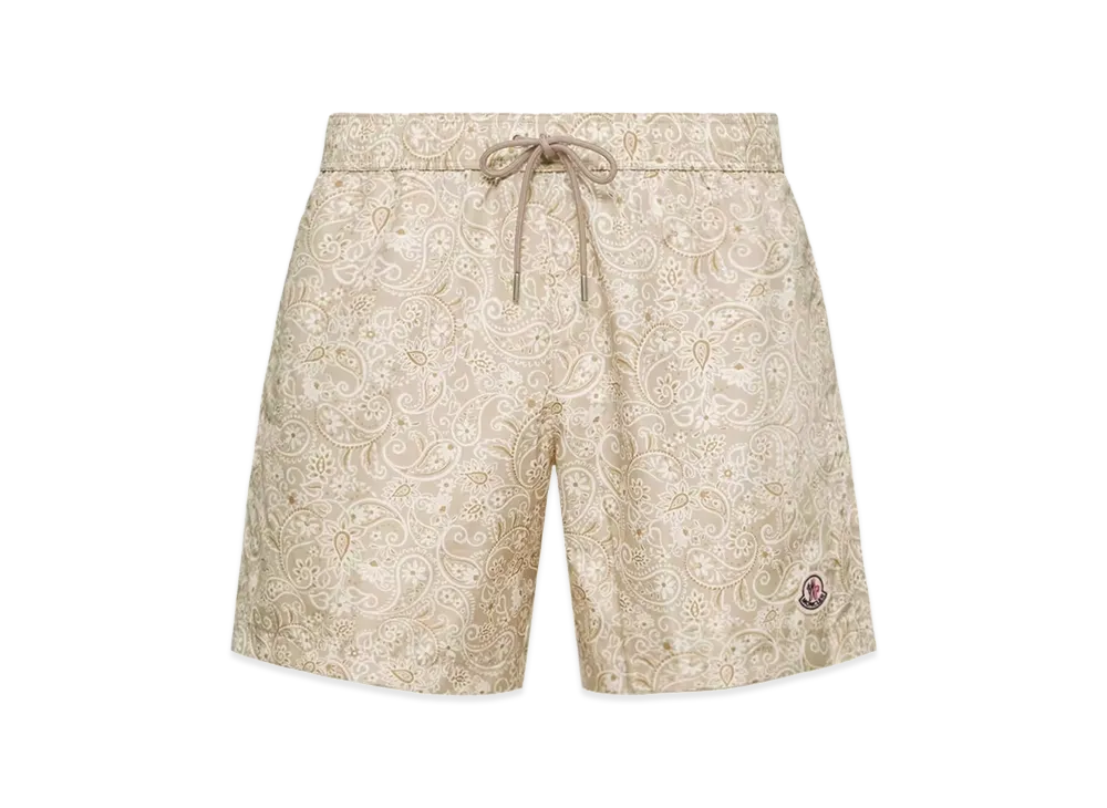 MONCLER Paisley Print Swim Shorts "Light Beige"