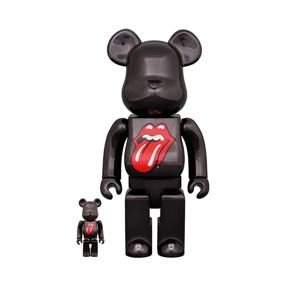 Bearbrick The Rolling Stones Lips & Tongue BLACK CHROME Ver.100% & 400%
