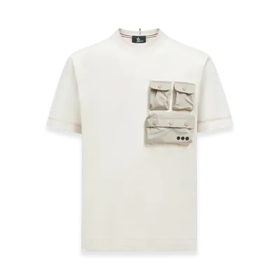 MONCLER Cotton T-shirt with Pockets "White Ivory"