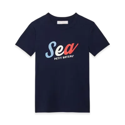 WIND AND SEA x PETIT BATEAU Print Short Sleeve Tee "Navy"