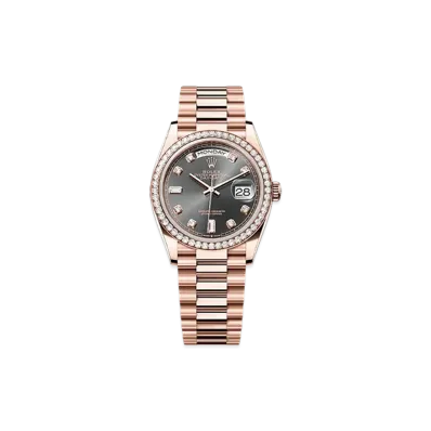 ROLEX Day-Date 36mm Everose Gold Diamond 128345RBR "Slate"